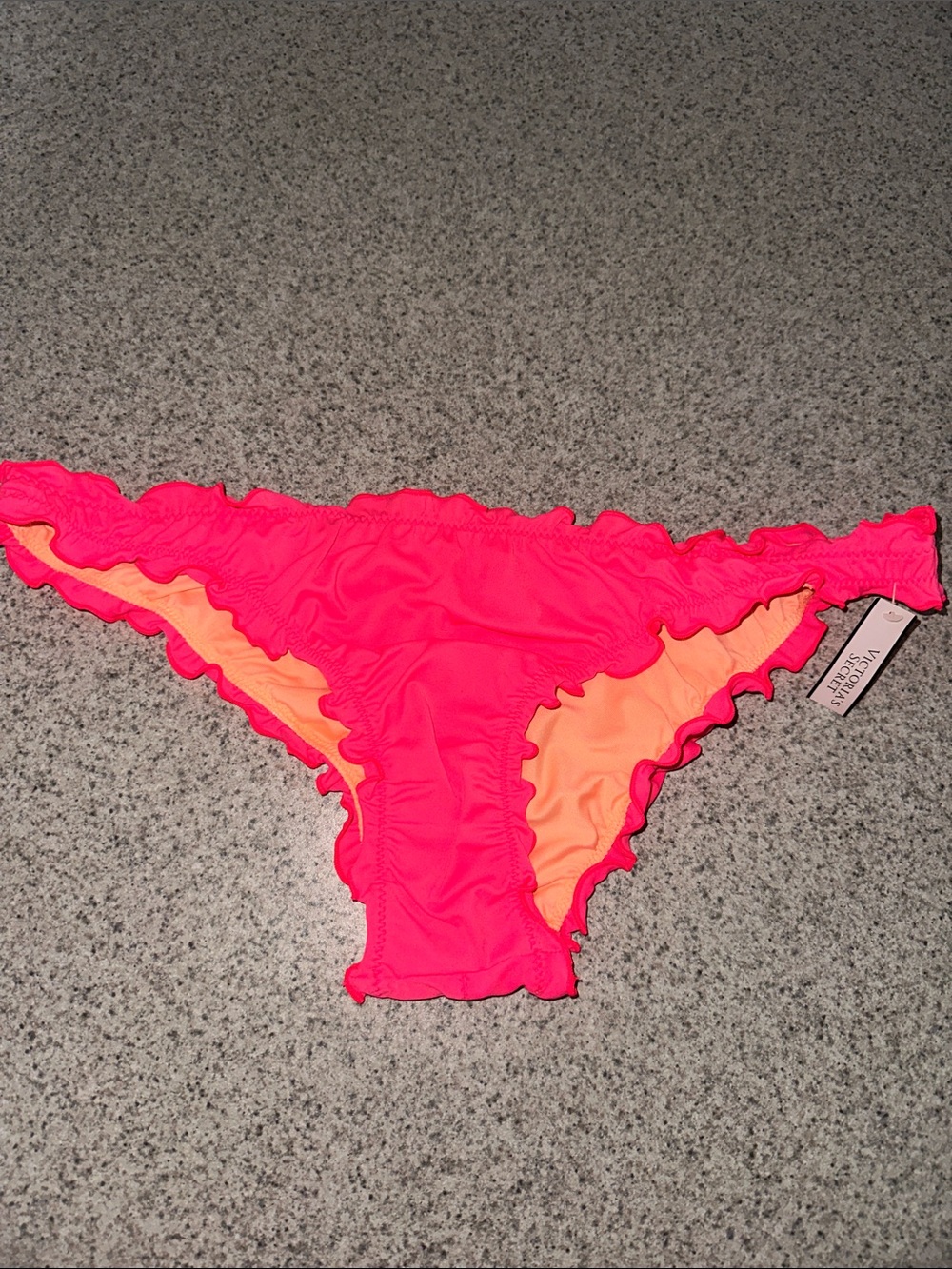 NWT Victoria’s Secret Neon Pink Ruffle Itsy Bikini Swim Bottoms Large